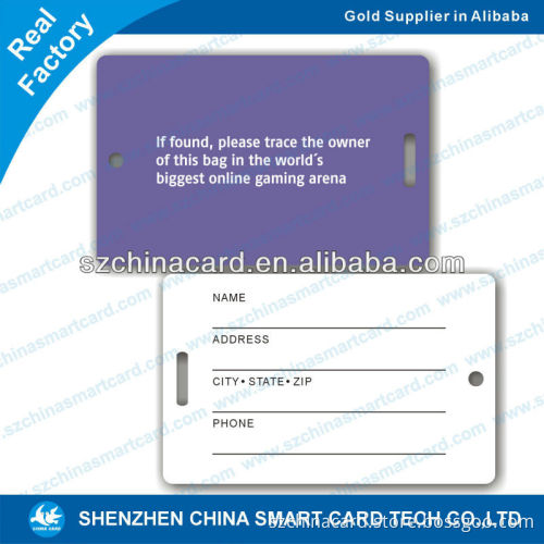 factory plastic travel tags blank white pvc luggage tag